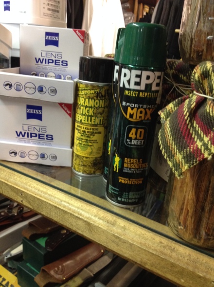 Keep the ticks and mosquitoes away with Repel mosquito spray and Duranon tick spray.